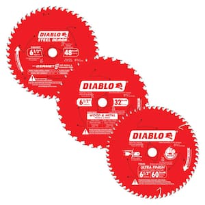 6-1/2 in. Circular Saw Blade Set - 24-Tooth Tracking Point Framing, 40-Tooth and 60-Tooth Fine (3 Blades)