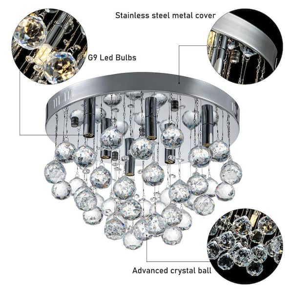 Modern Luxury Chandelier G9 LED Crystal Droplet Ceiling Light Elegant  Fixtures