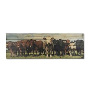 Cow Herd Planked Wood Animal Art Print 12 in. x 36 in.