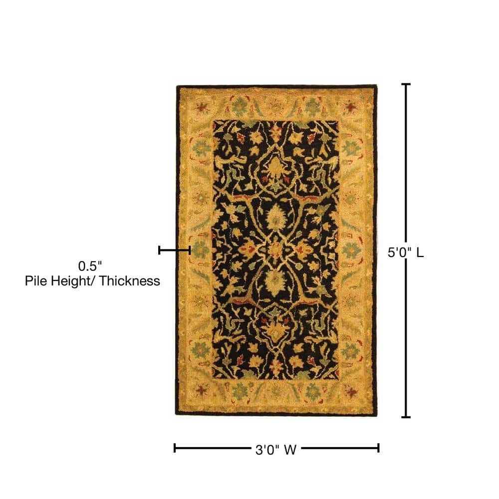 Handmade Black Wool 3' x 5' Tufted Area Rug