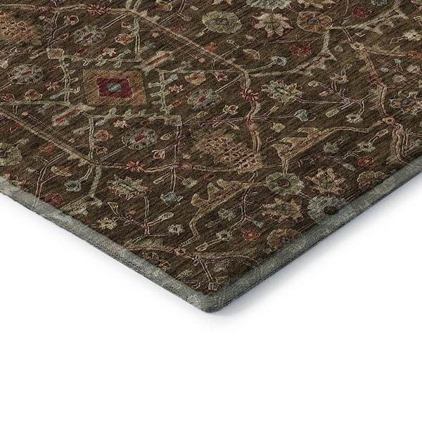 Mayfield Premium Machine Washable Abstract AMF1130 Chocolate 3 ft. x 5 ft. Area Rug