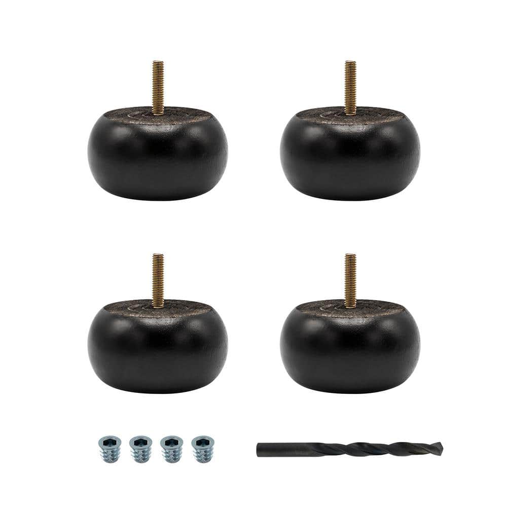1-7/8 in. x 3-5/8 in. Stained Espresso Solid Hardwood Round Bun Foot (4-Pack) price history on PriceWatchPro