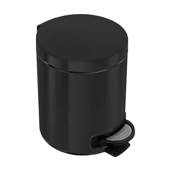 1.3 Gal. Matte Black Round Step-On Trash Can