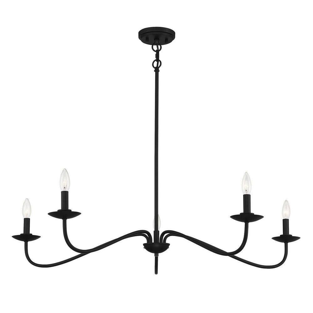 Matte Black Dramatic Curve 5-Light Chandelier