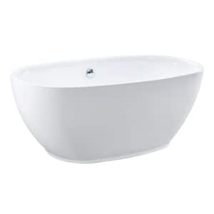 Aqua Eden 59 in. x 30 in. Acrylic Freestanding Soaking Bathtub in Glossy White with Built-In Overflow Drain