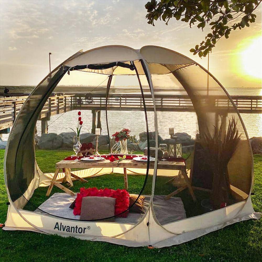 Alvantor Pop Up Screen House Event Camping Tent 10'x10' Beige Instant Outdoor Canopy 1 Room