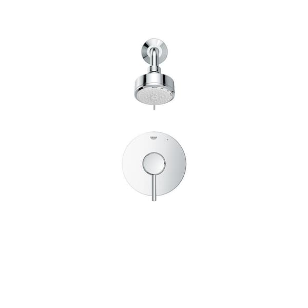 Concetto 1-Handle Wall Mount Shower Trim Kit in StarLight Chrome with Shower Arm - 1.75 GPM (Valve Not Included)