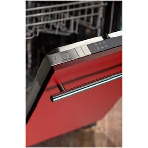 18 in. Top Control 6-Cycle Compact Dishwasher with 2 Racks in Red Matte and Modern Handle