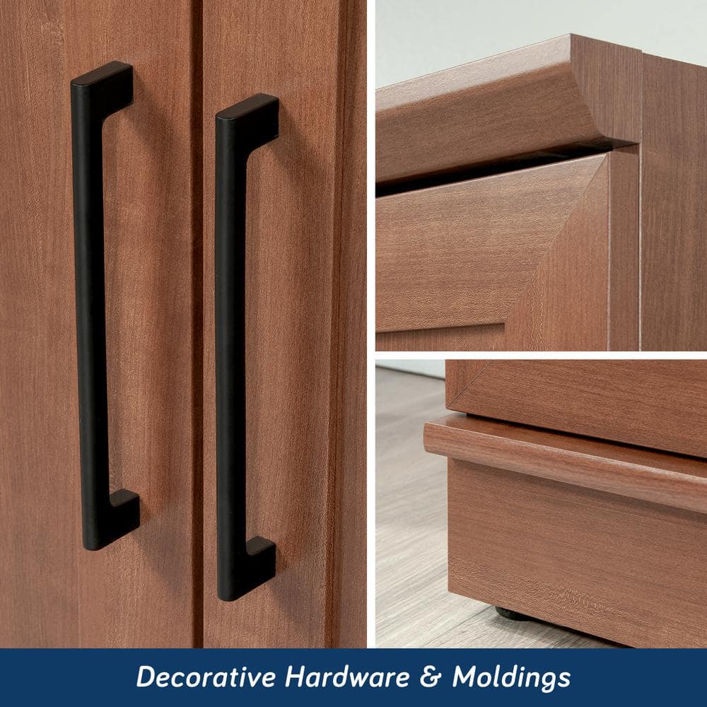 Sienna Oak Tall Engineered Wood Storage Cabinet