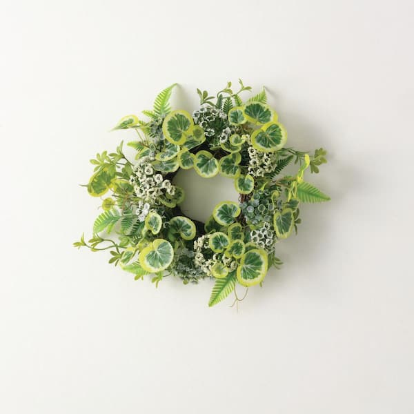 SULLIVANS 14 in. Artificial Spring Grass Flower Mini Wreath, Green