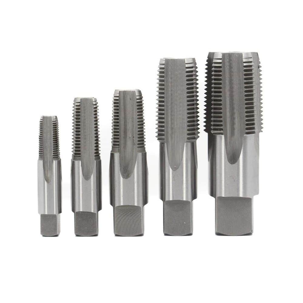 Drill America 5 Piece Carbon Steel NPT Pipe Tap Set, 1/8 in., 1/4 in., 3/8 in., 1/2 in. and 3/4 in.