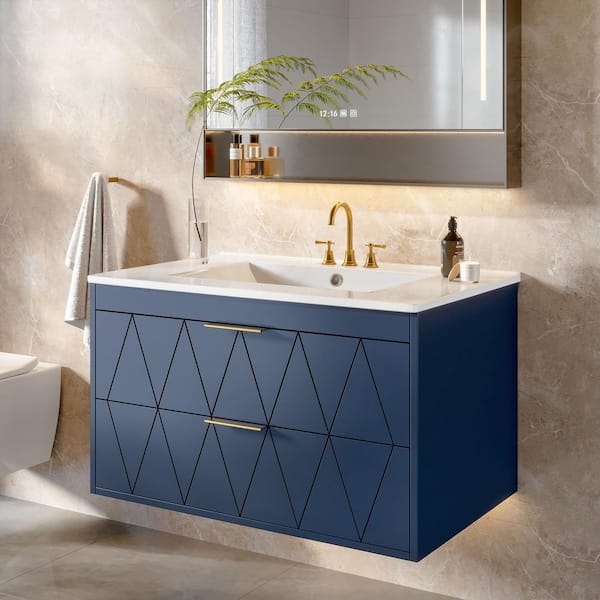 29.5 in. Storage Cabinet, Accent Cabinet with 2 Drawers, Dark Blue