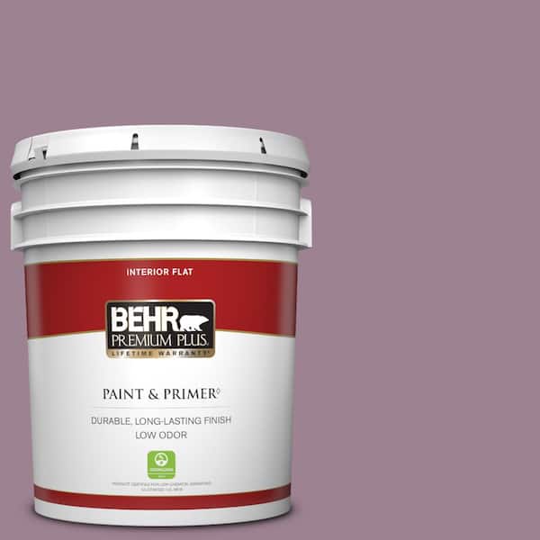 BEHR PREMIUM PLUS 5 gal. #S110-5 Garden Plum Flat Low Odor Interior Paint & Primer