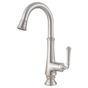 Delancey Single-Handle Bar Faucet with Pull-Down Spray in Stainless Steel