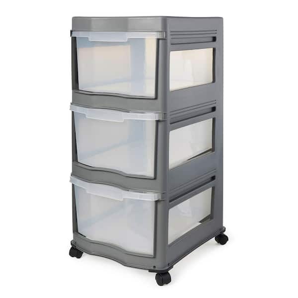 Sterilite Ultra 3 Drawer Cart Plastic Rolling Storage Container 2 Pack