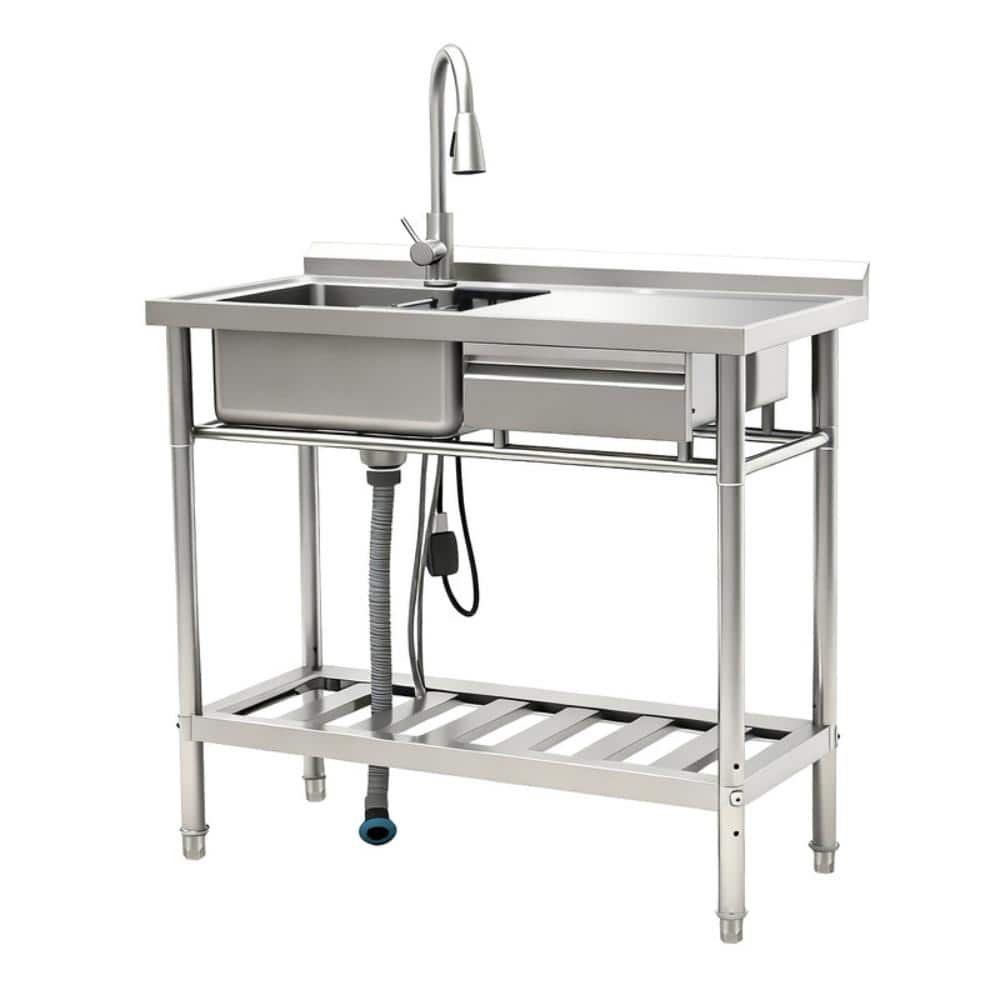39 in. Freestanding Stainless Steel 1-Compartment Commercial Kitchen Sink with Faucet price history on PriceWatchPro