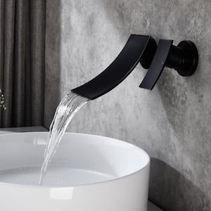 Singe Handle Wall Mount Widespread Bathroom Faucet in Matte Black