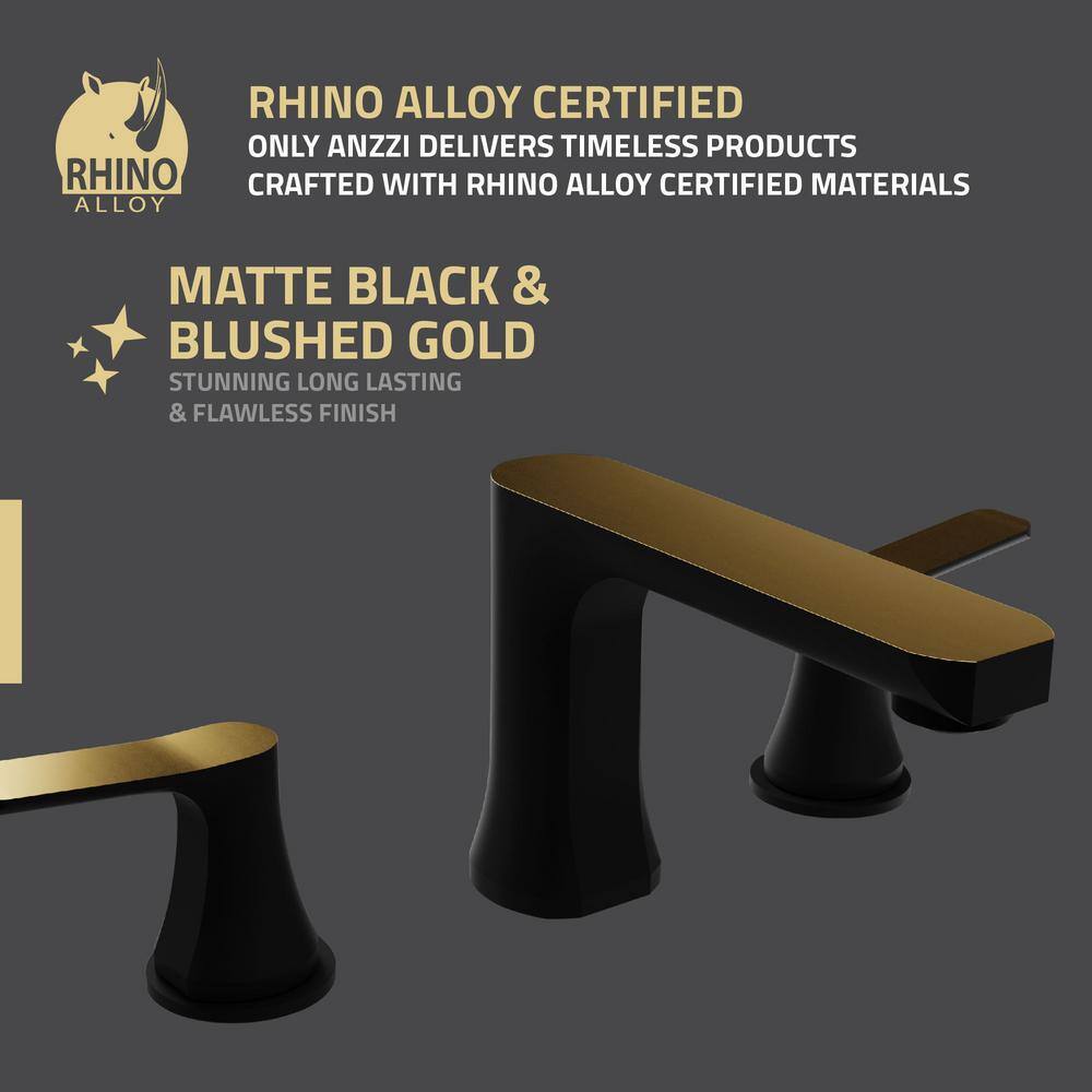 Matte Black and Brushed Gold 2-Handle Widespread Bathroom Faucet
