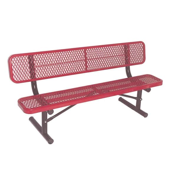 Ultra Play 6 ft. Diamond Red Portable Commercial Park Bench with Back Surface Mount