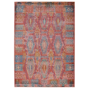 Prisma Pink/Blue 7 ft.6 in. x 9 ft.6 in. Tribal Rectangle Area Rug