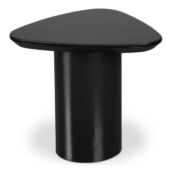Murphy 18.75 in. Triangle Black High-Gloss Lacquer Accent Table with Pedestal Base