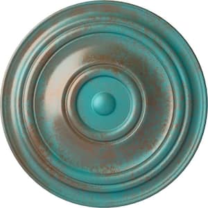 2-1/2 in. x 31-1/2 in. x 31-1/2 in. Polyurethane Traditional Ceiling Medallion, Copper Green Patina