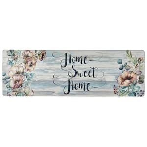 Cozy Living Home Sweet Home Floral Grey 17.5" x 55" Kitchen Mat