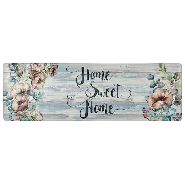 Home Dynamix Cozy Living Home Sweet Home Floral Grey 17.5" x 55" Kitchen Mat