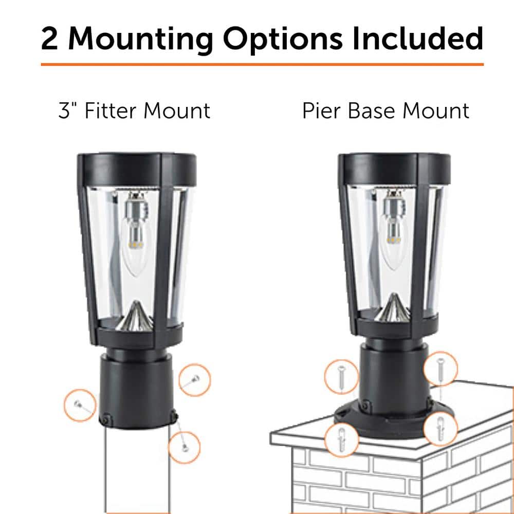 Amphora Black Resin Solar LED Outdoor Post Light