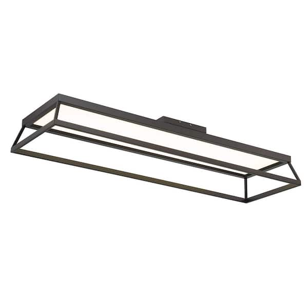 Terrace Integrated LED 44 in. Linear Modern Matte Black Selectable 3-CCT 3000K, 4000K, 5000K Flush Mount for Bedrooms