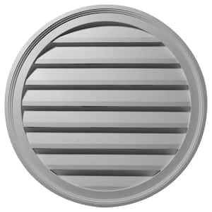 36 in. x 36 in. Round Primed Polyurethane Paintable Gable Louver Vent Functional