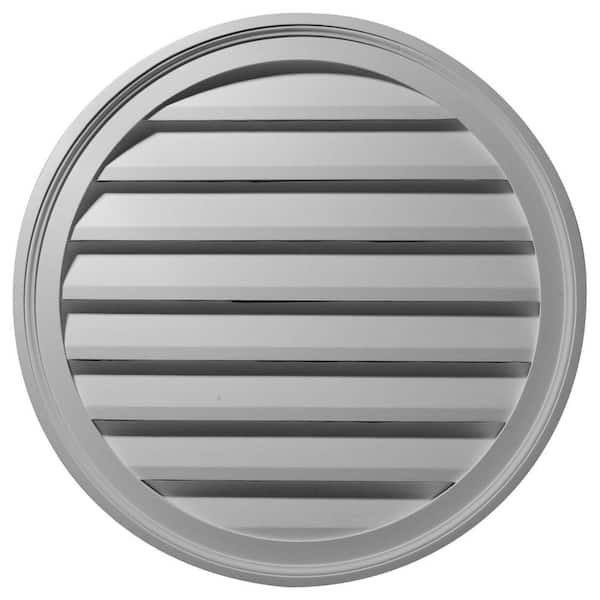 Ekena Millwork 36 in. x 36 in. Round Primed Polyurethane Paintable Gable Louver Vent Functional