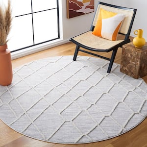 Marrakesh Ivory/Gray 7 ft. x 7 ft. Round High-low Geometric Area Rug