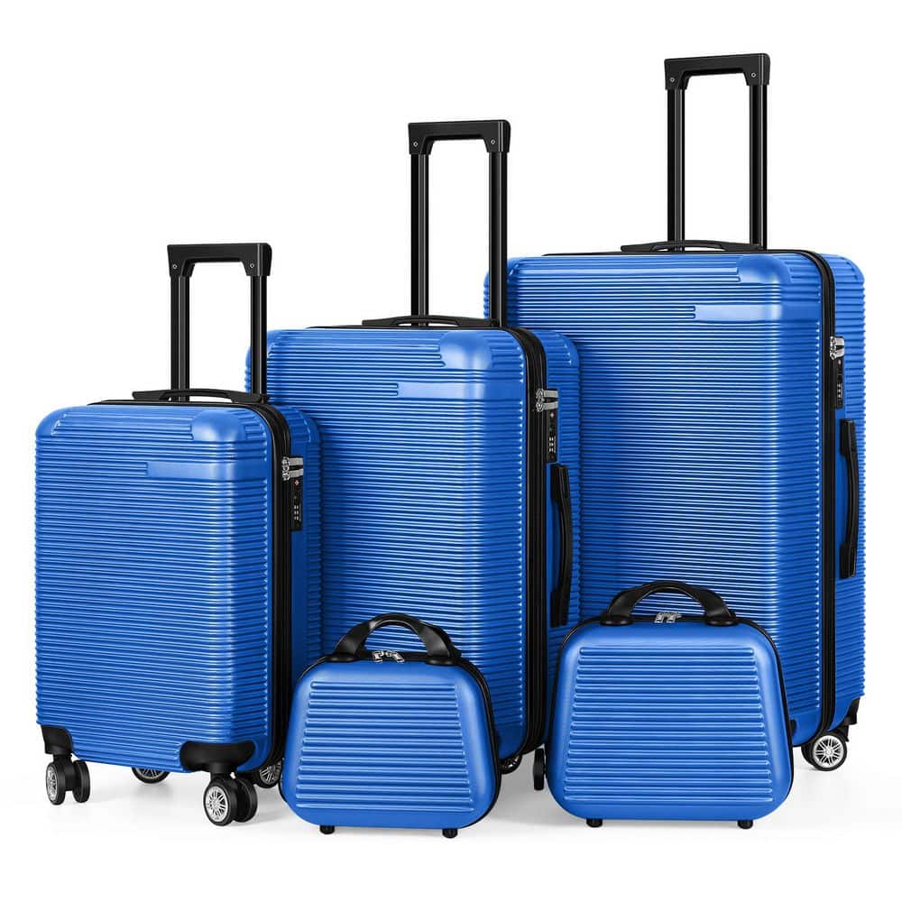 HIKOLAYAE 5-Piece Carry On Horizontal Stripe Luggage Set with