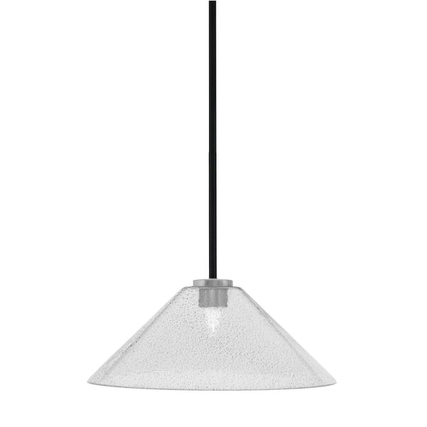 Unbranded Elonia 100-Watt 1 Light Matte Black & Graphite Stem Mini Pendant Light with 16 in. Smoke Bubble Glass Shade