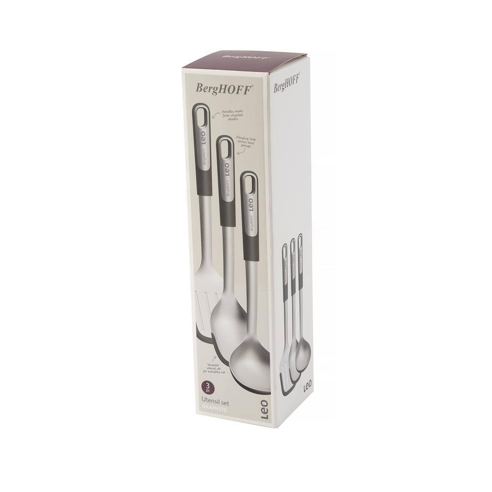 Graphite Stainless Steel 3-Piece Utensil Set with Silicone Heads
