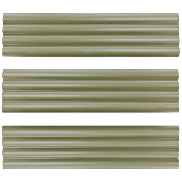 Giorbello Ceramic Flute Subway 3"x 12"x 10mm Wall Tile Case - Green (20 PCS/5 Sq. Ft.)