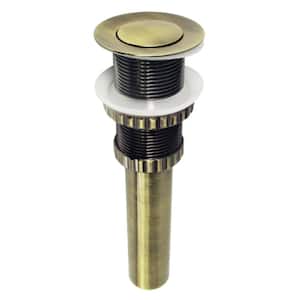 Coronet Push Pop-Up Bathroom Sink Drain in Antique Brass without Overflow