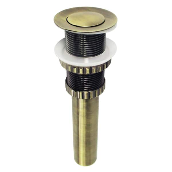 Kingston Brass Coronet Push Pop-Up Bathroom Sink Drain in Antique Brass without Overflow