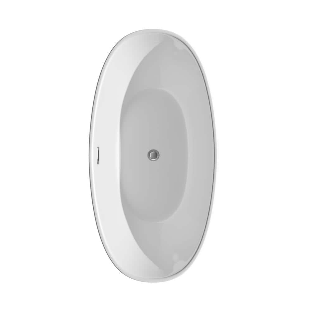 Dorrit 60" White Acrylic Freestanding Soaking Bathtub with Polished Chrome Faucet