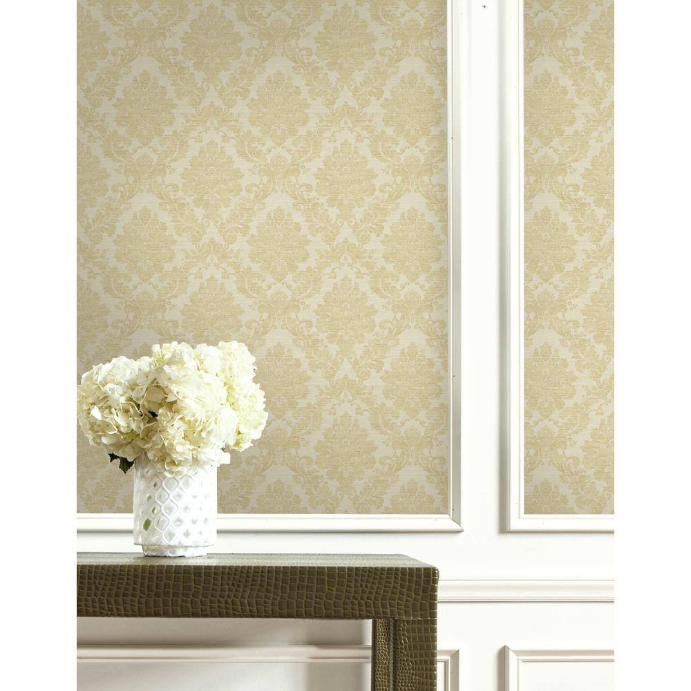 Prestigious Gold and Beige Damask Non-Pasted Wallpaper Roll