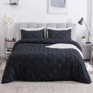 Shatex 3-Piece Grey Microfiber Duvet Cover Set Queen Size