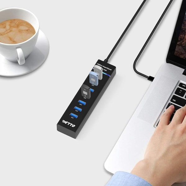 Etokfoks USB Hub 3.0,7-Port USB Hub USB Splitter with 3.3 ft. Long Cable for PC, Laptop, MacBook etc. (1-Pack)