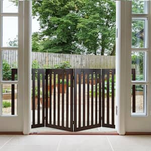 36 in. Folding Wooden Freestanding Pet Gate with 360° Hinge