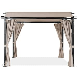 11 ft. x 11 ft. Beige Outdoor Gazebo Canopy Shelter with Metal Steel Frame, Textilene Top Canopy