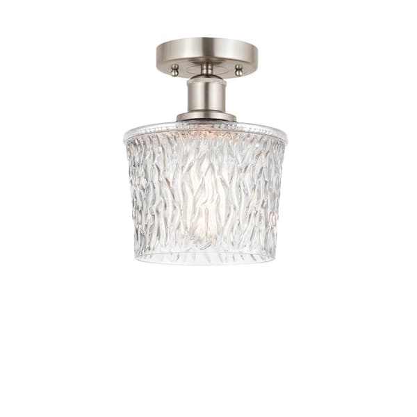 Innovations Niagra 6.5 in. 1-Light Brushed Satin Nickel, Clear Semi-Flush Mount with Clear Glass Shade