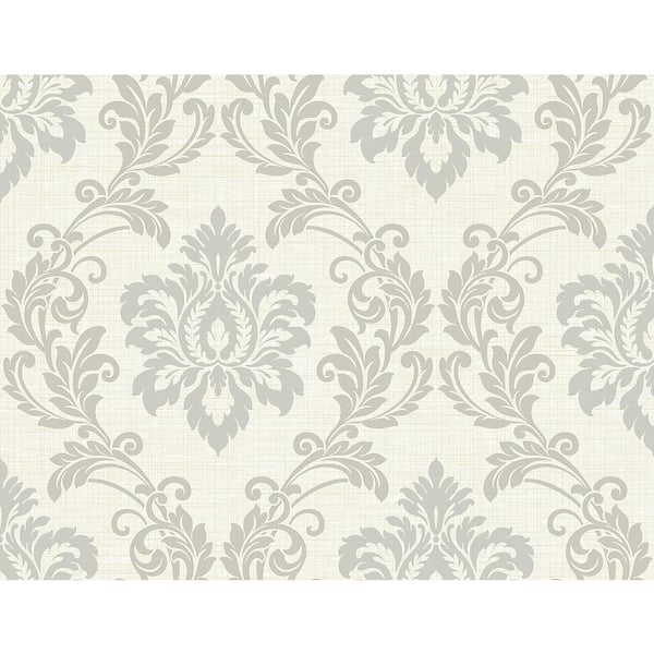Adela Ivory Twill Damask Vinyl Strippable Wallpaper (Covers 60.8 sq. ft.)