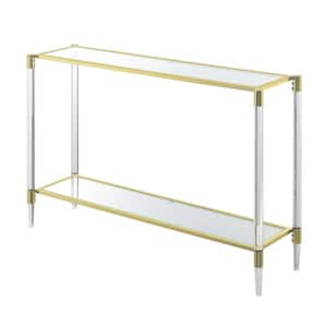 Royal Crest 44.25 in. Gold Standard Height Rectangular Glass Top Console Table with Glass Top