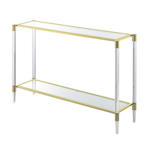 Convenience Concepts Royal Crest 44.25 in. Gold Standard Height Rectangular Glass Top Console Table with Glass Top