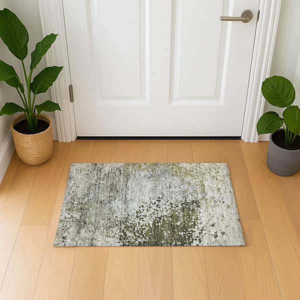 Mayfield Premium Machine Washable Abstract AMF1737 Graphite 2 ft. x 3 ft. Area Rug